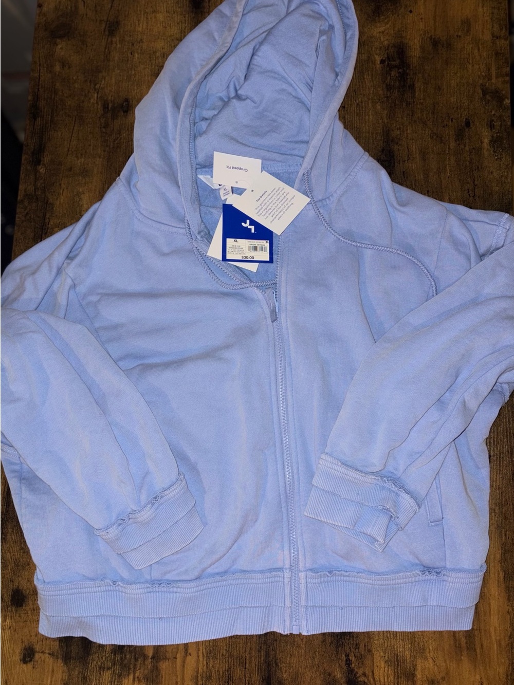 JoyLab Light acid wash /lilac/Periwinkle Zip-Up cropped Hoodie